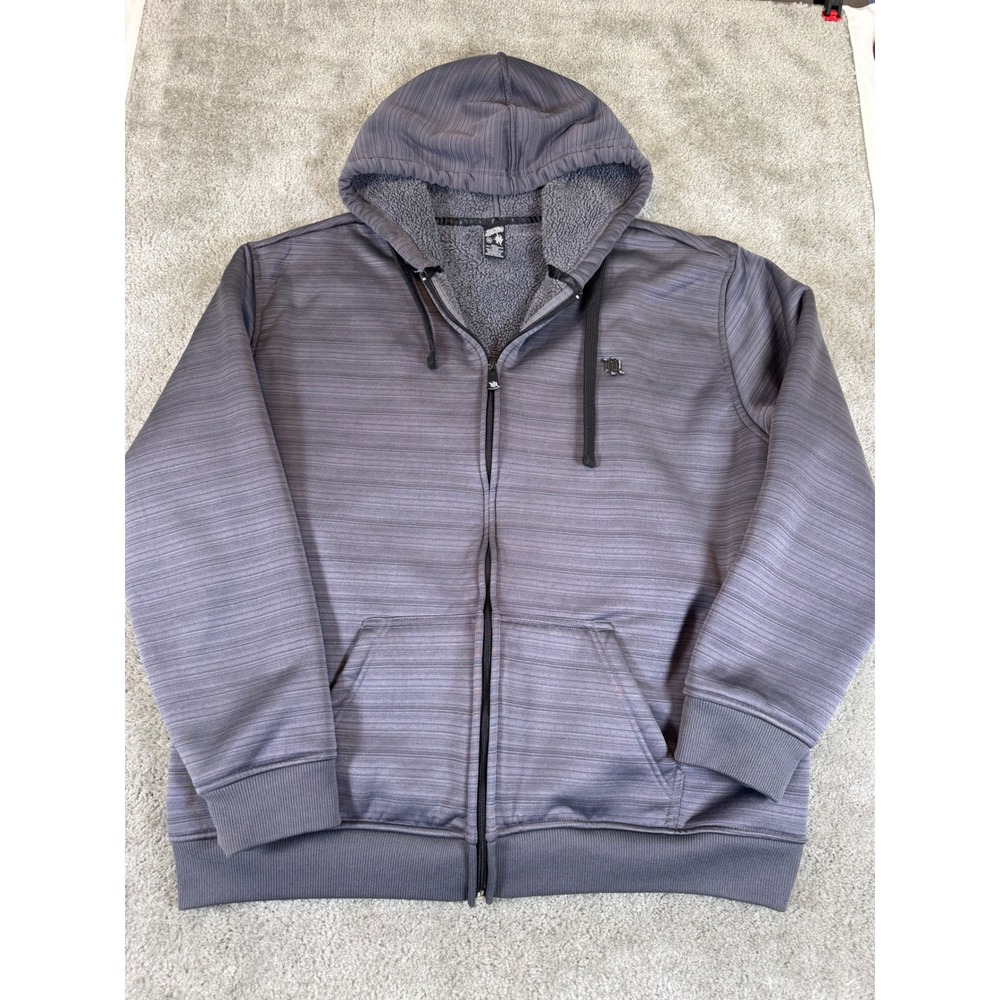 Hart and Huntington Mens XL Sherpa Lined Full Zip Hoodie Space Dye Grey Jacket
